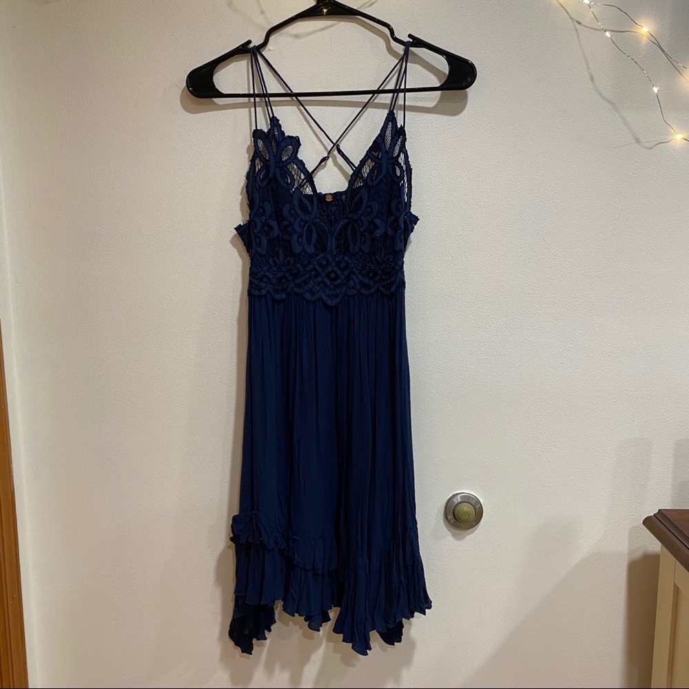 FREE PEOPLE ADELLA NAVY SLIP DRESS - Picture 2 of 4